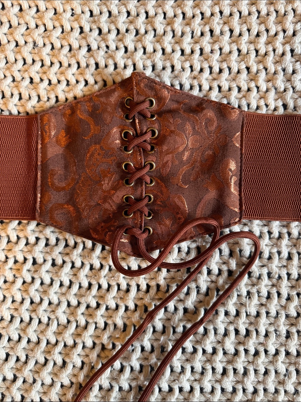 Brown Lace-Up Wide Waist Belt - Womens Accessories